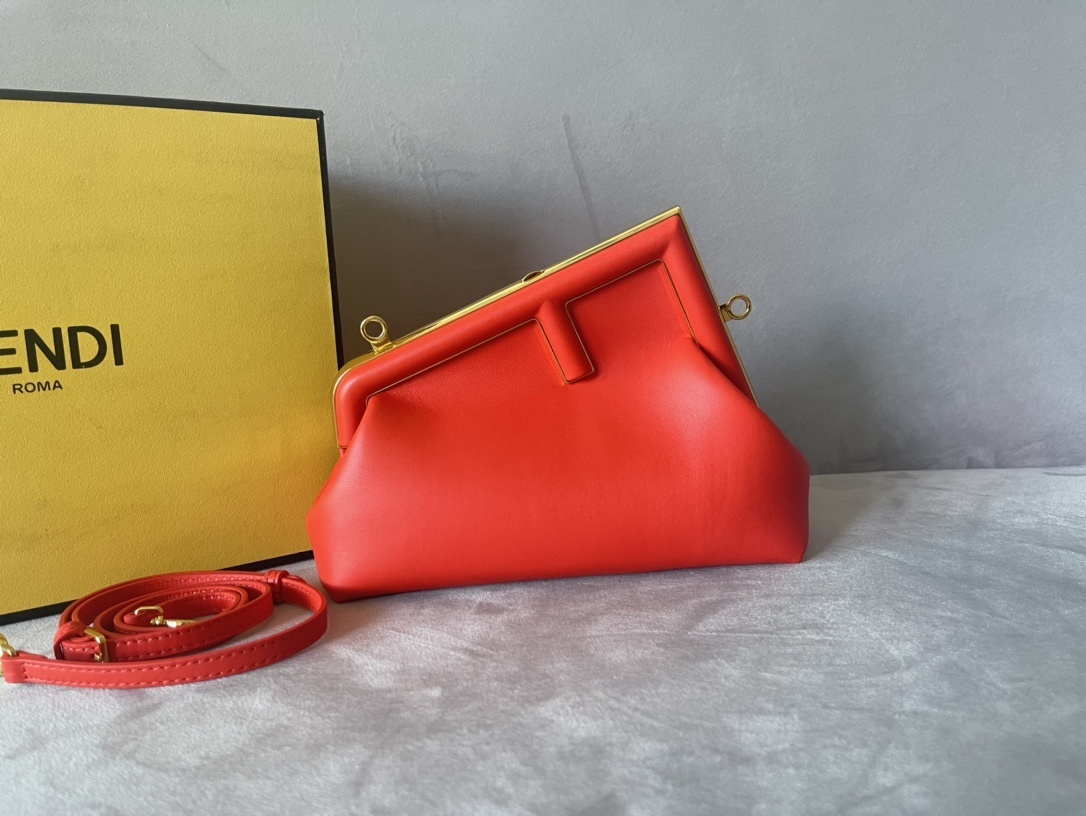 Fendi Small Nappa Fendi First Crossbody Bag Red
