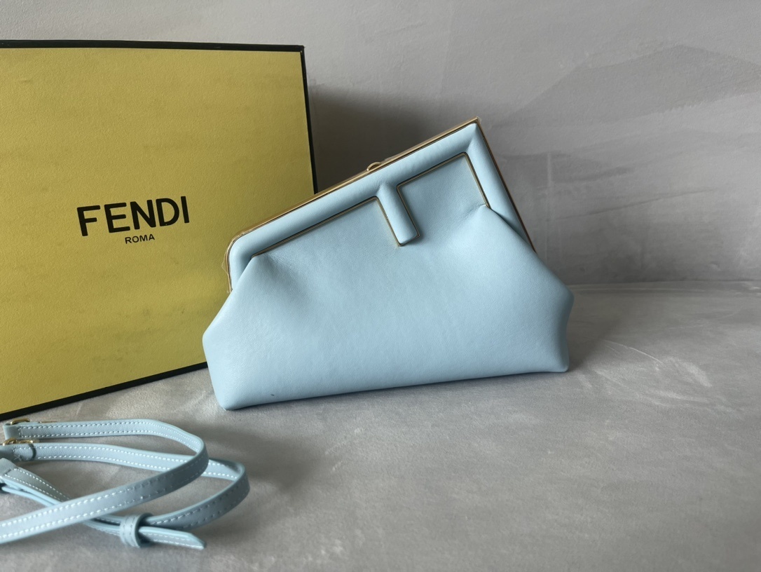 Fendi Small Nappa Fendi First Crossbody Bag Light Blue