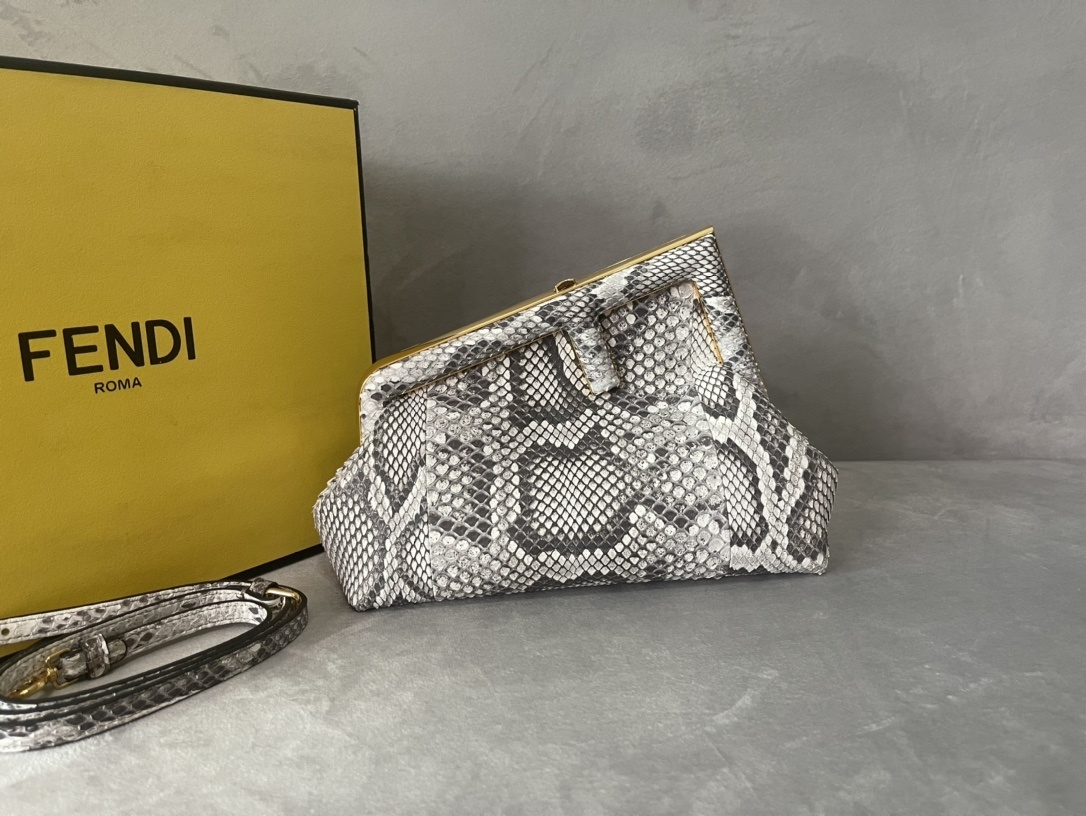Fendi Python and Leather Small First Clutch