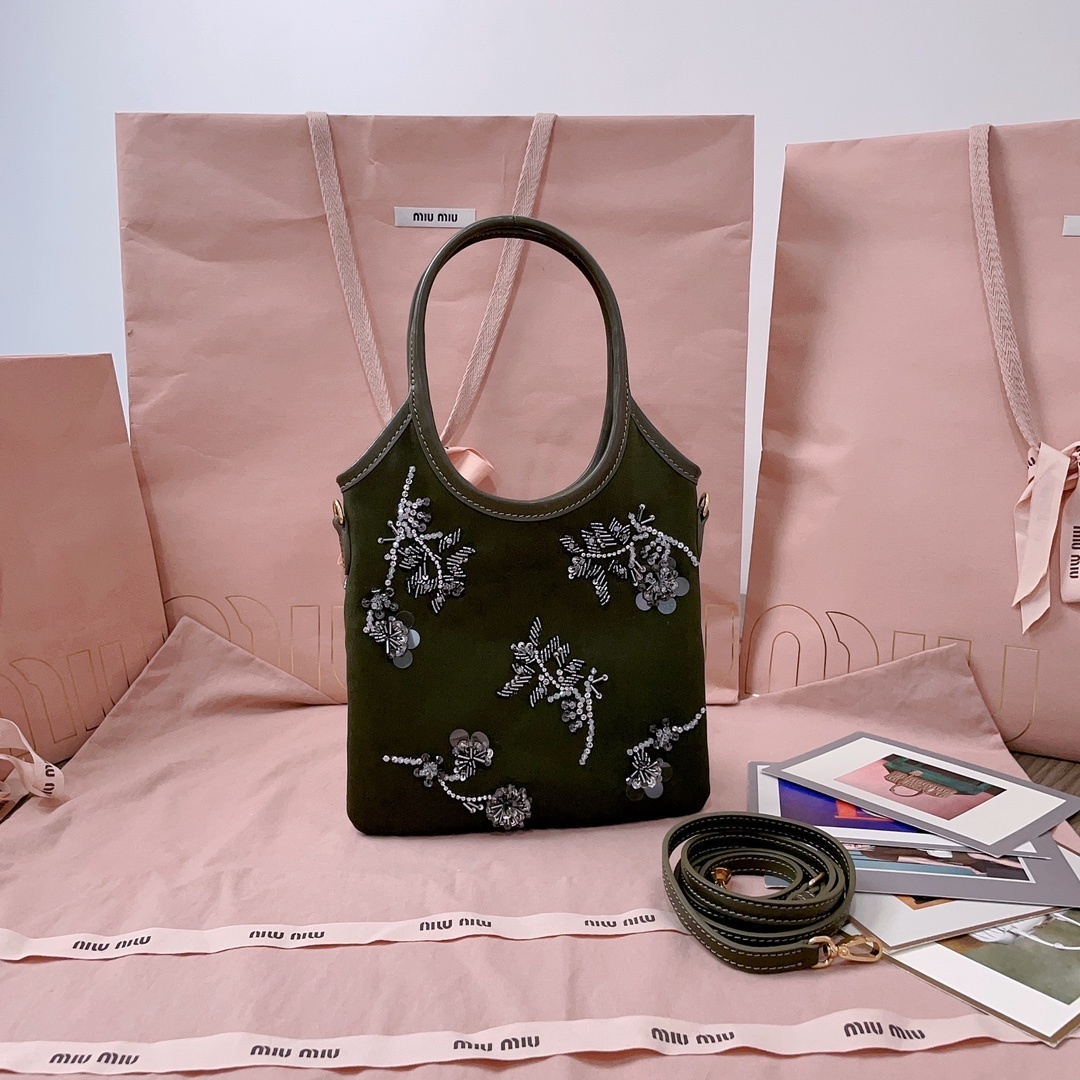 Miu Miu Embellished Canvas Tote Bag