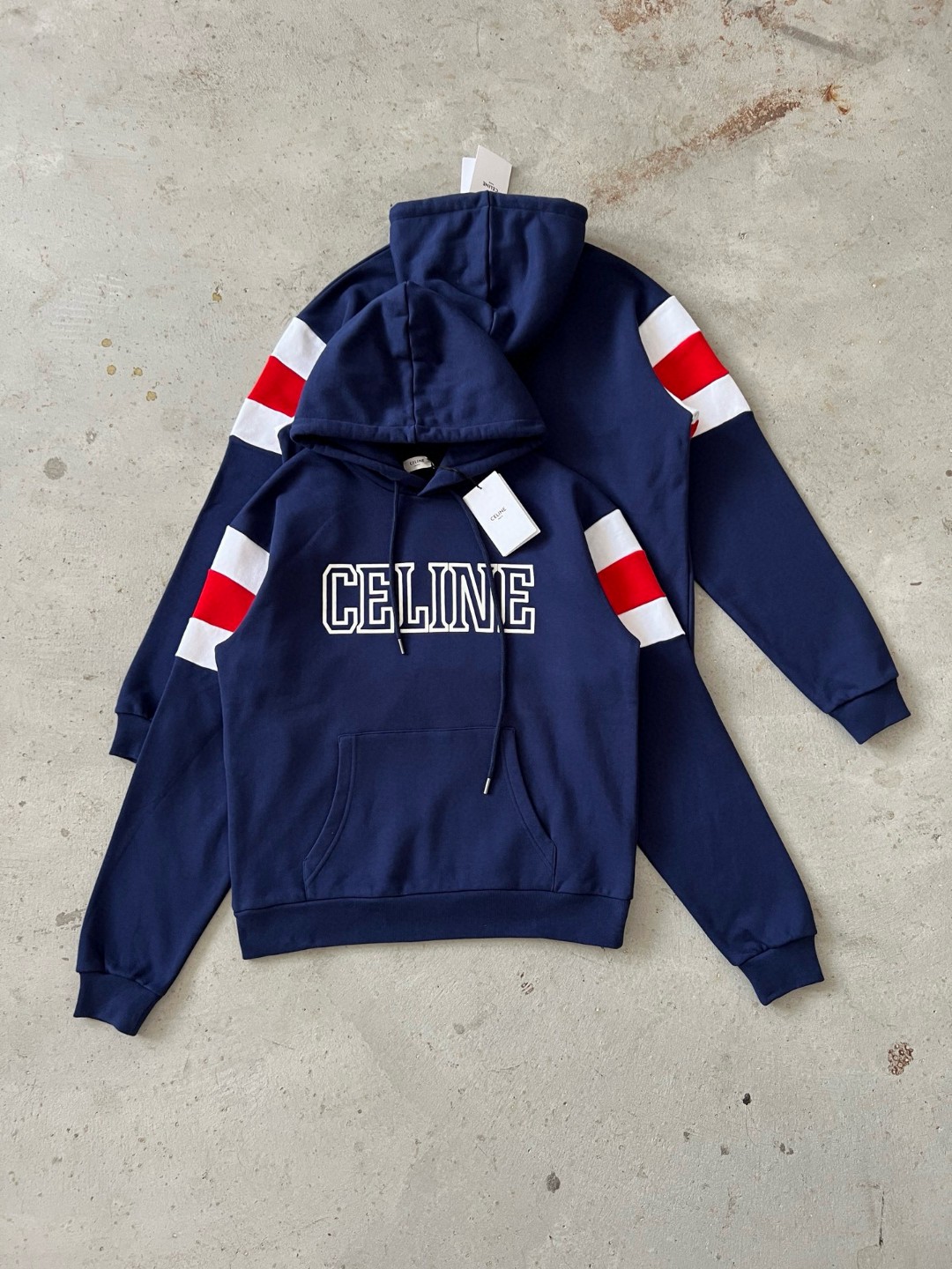 CELINE Loose Hoodie Cotton Fleece Navy blue