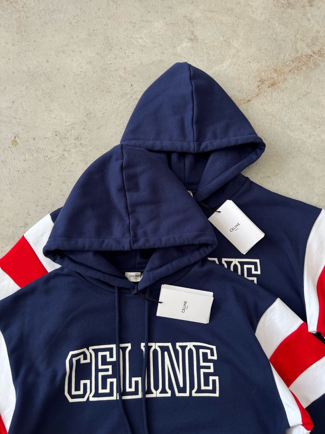 CELINE Loose Hoodie Cotton Fleece Navy blue
