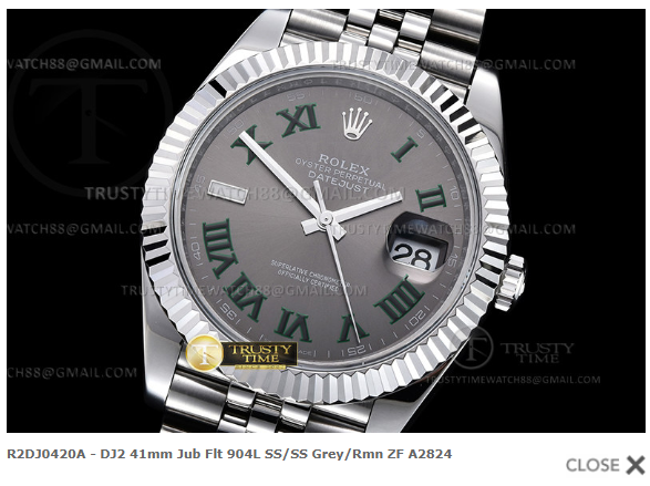 R2DJ0420A - DJ2 41mm Jub Flt 904L SS/SS Grey/Rmn ZF A2824 $368