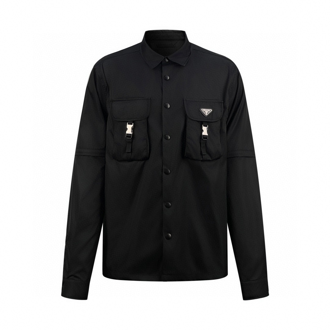 Prada Re-Nylon Shirt Man Black