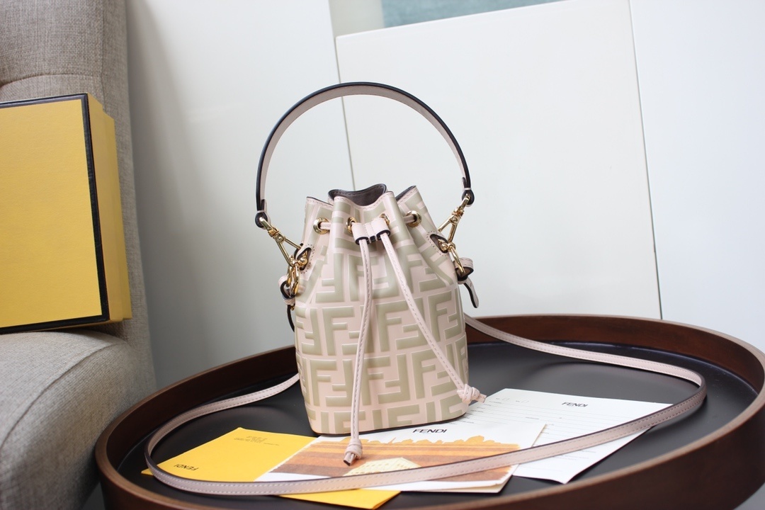 Fendi Mini Mon Tresor Bucket Bag in White