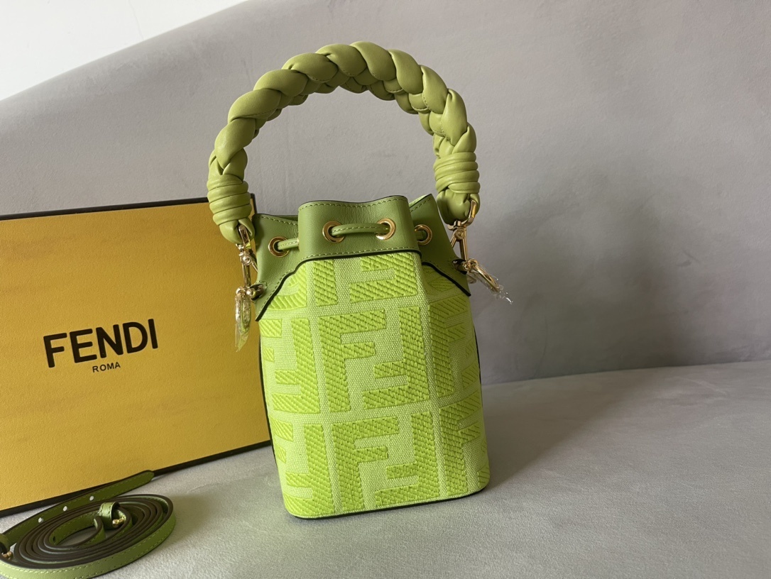 Fendi Zucca Mini Mon Tresor Bucket Bag Green