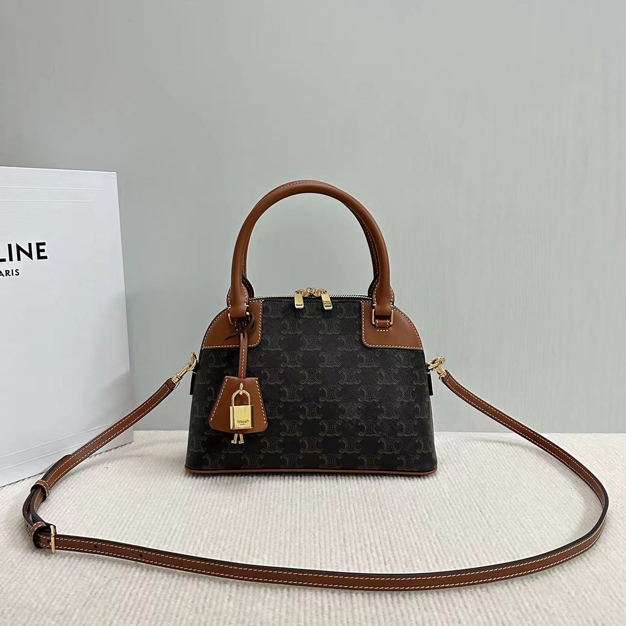 Celine Top Handle Bowling Bag Brown