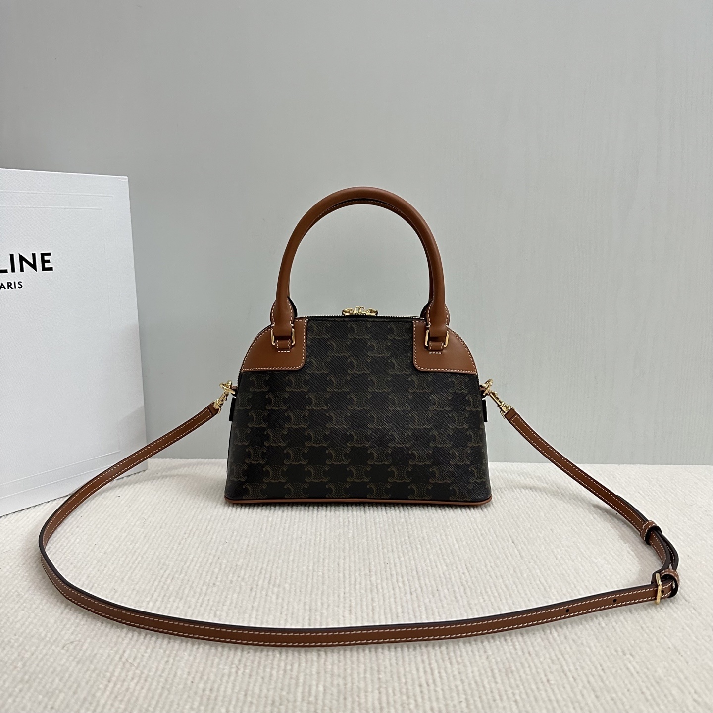 Celine Top Handle Bowling Bag Brown