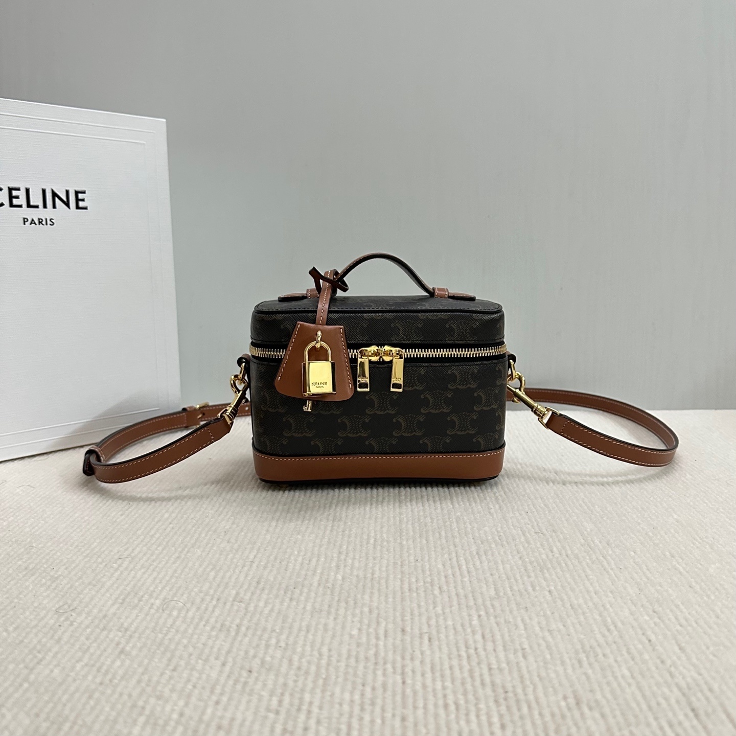 Celine MINI VANITY IN Triomphe Canvas Makeup Bag