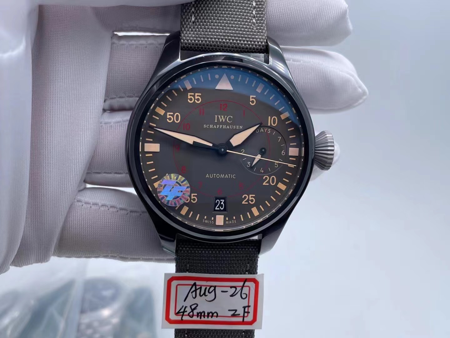 Big Pilot Real PR 48mm IW501902 Real Ceramic ZF 1:1 Best Edition on Green Nylon Strap A51111 $388