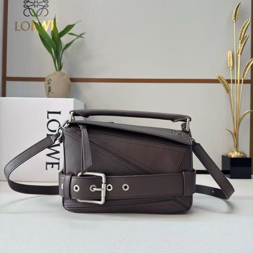 Loewe Puzzle Biker small belted leather tote bag