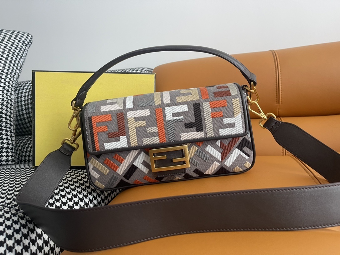 Fendi Multicolor Leather and Python Mini Demi Jour Shoulder Bag