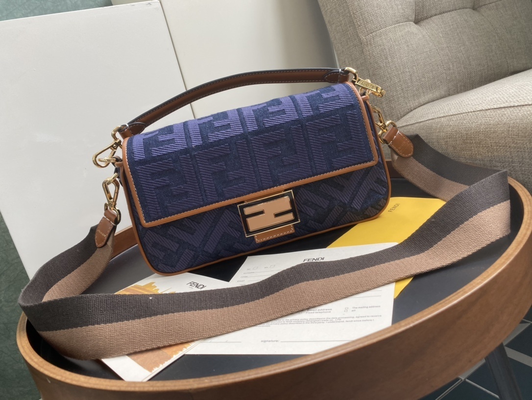 Fendi Baguette Blue Shoulder Bag
