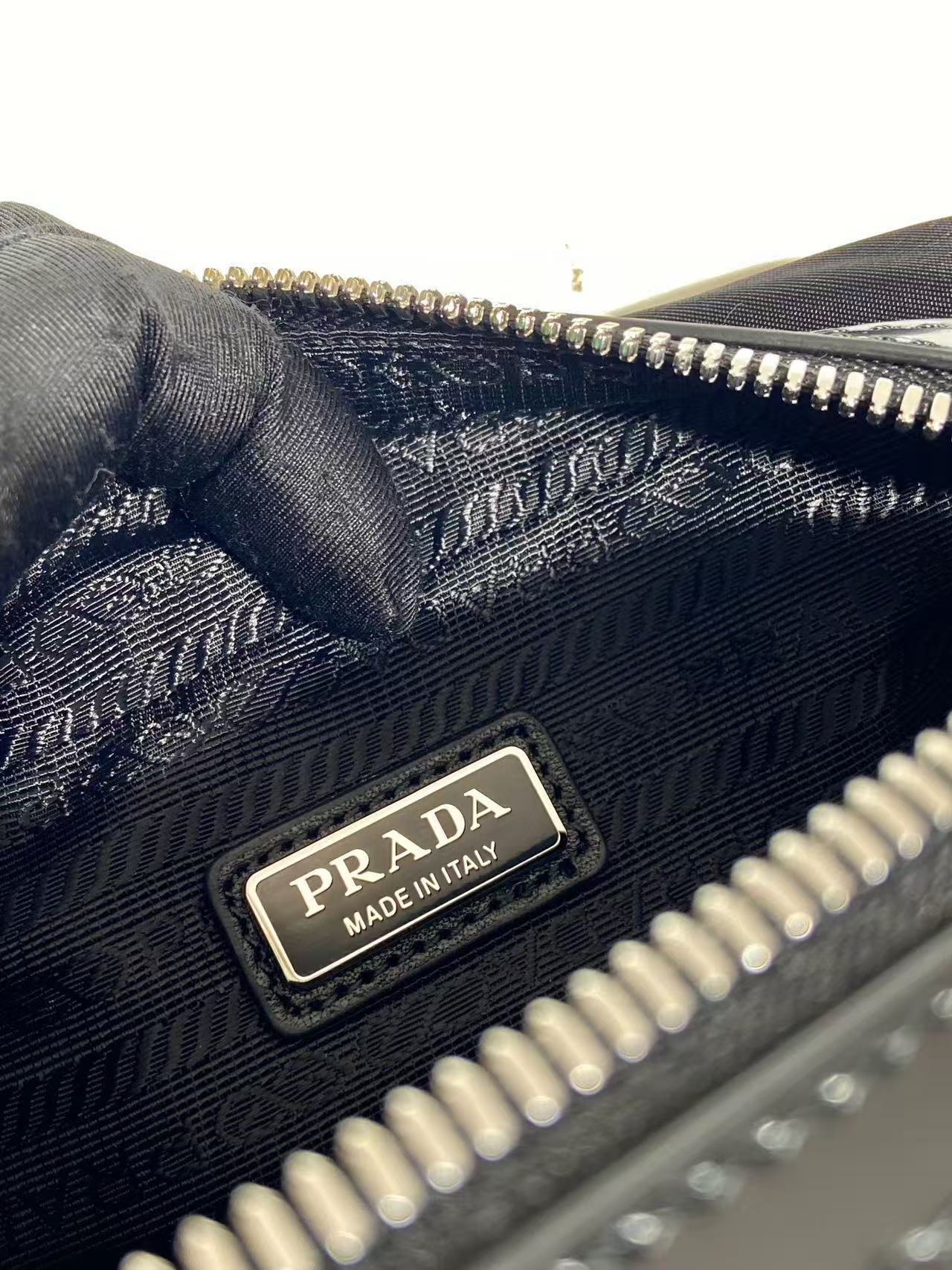 Prada Re-Nylon and Saffiano leather travel pouch Bag Black