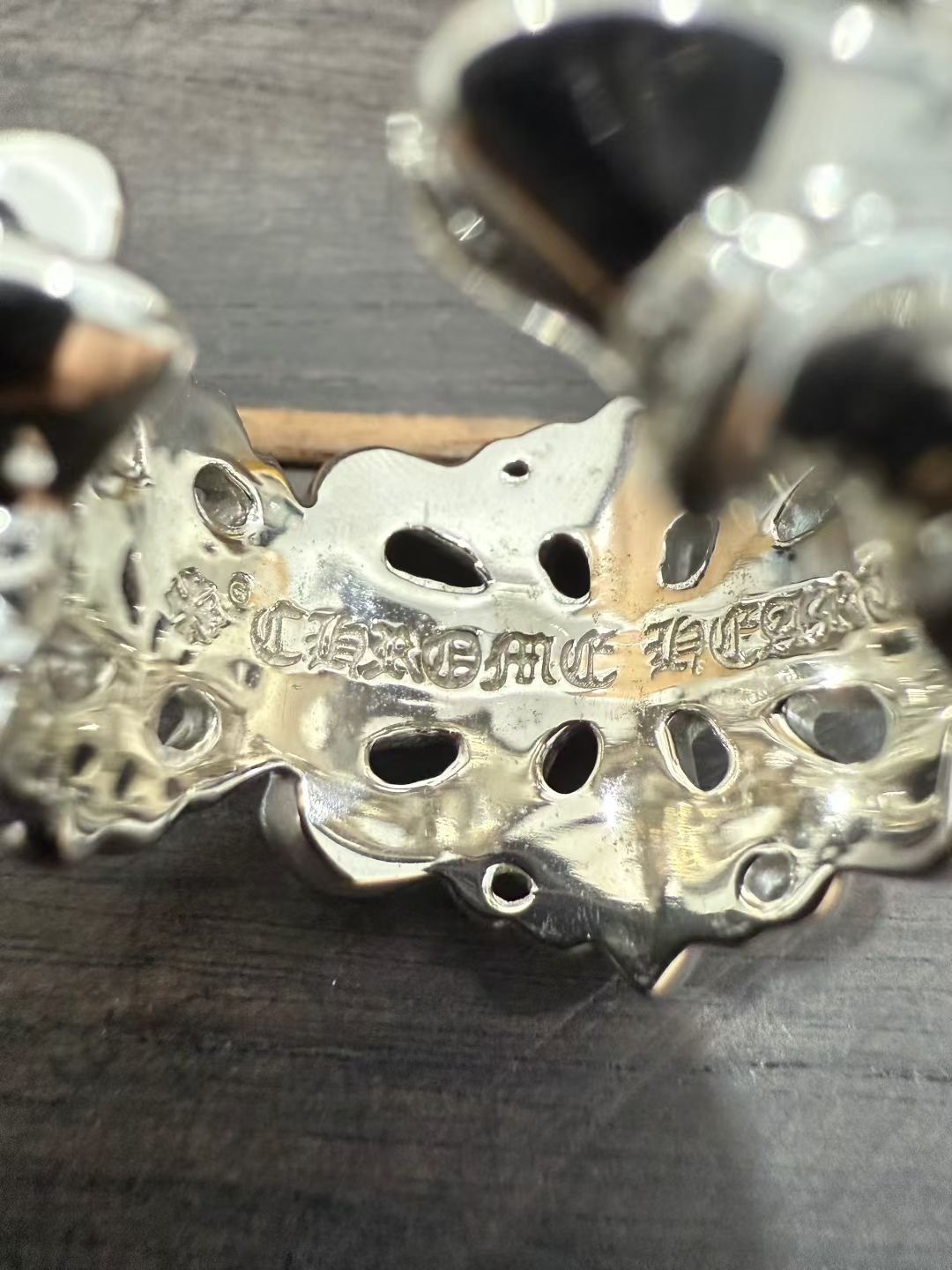 Chrome Hearts 18k plated gold Hong Kong code 26 open-ended cross-shaped ring