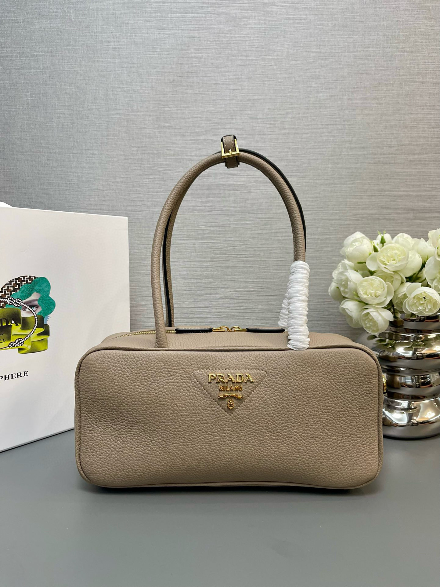 Prada Medium Leather Top-Handle Bag - Tote Bag