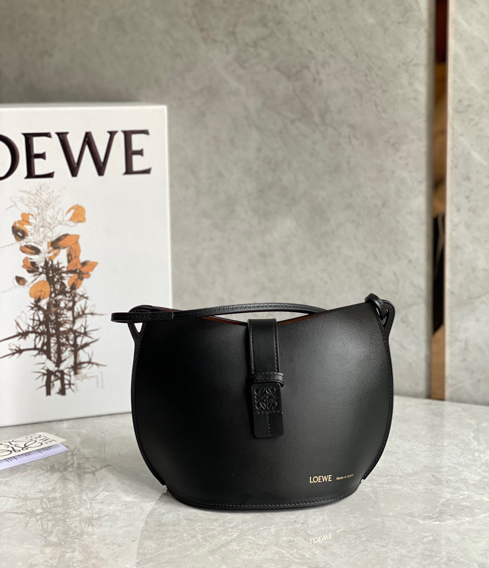 Loewe Black Leather Shoulder Bag