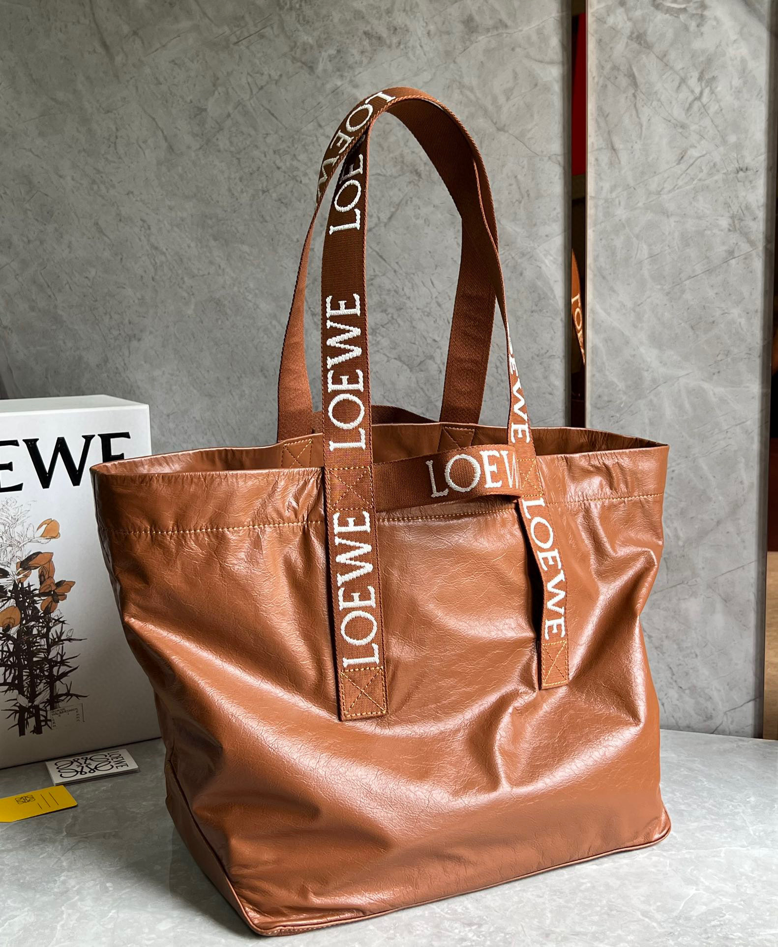 Loewe Fold Shopper Bag in Brown