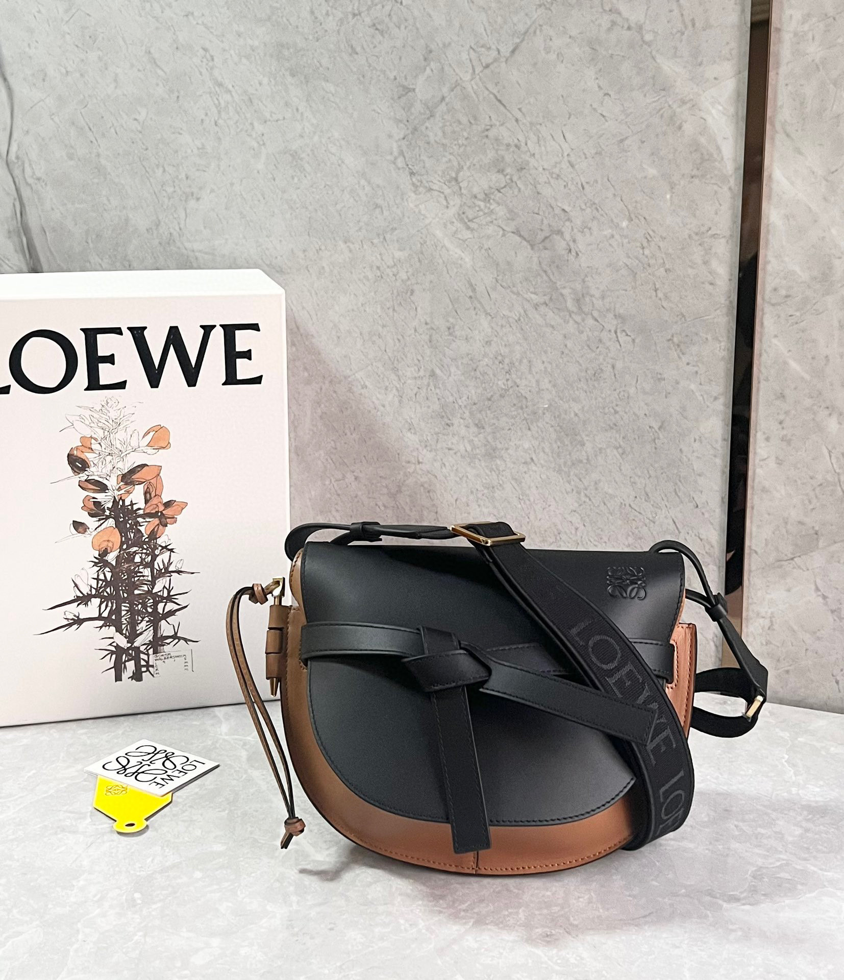 Loewe Gate Dual Mini Black/Beige Leather Shoulder Bag
