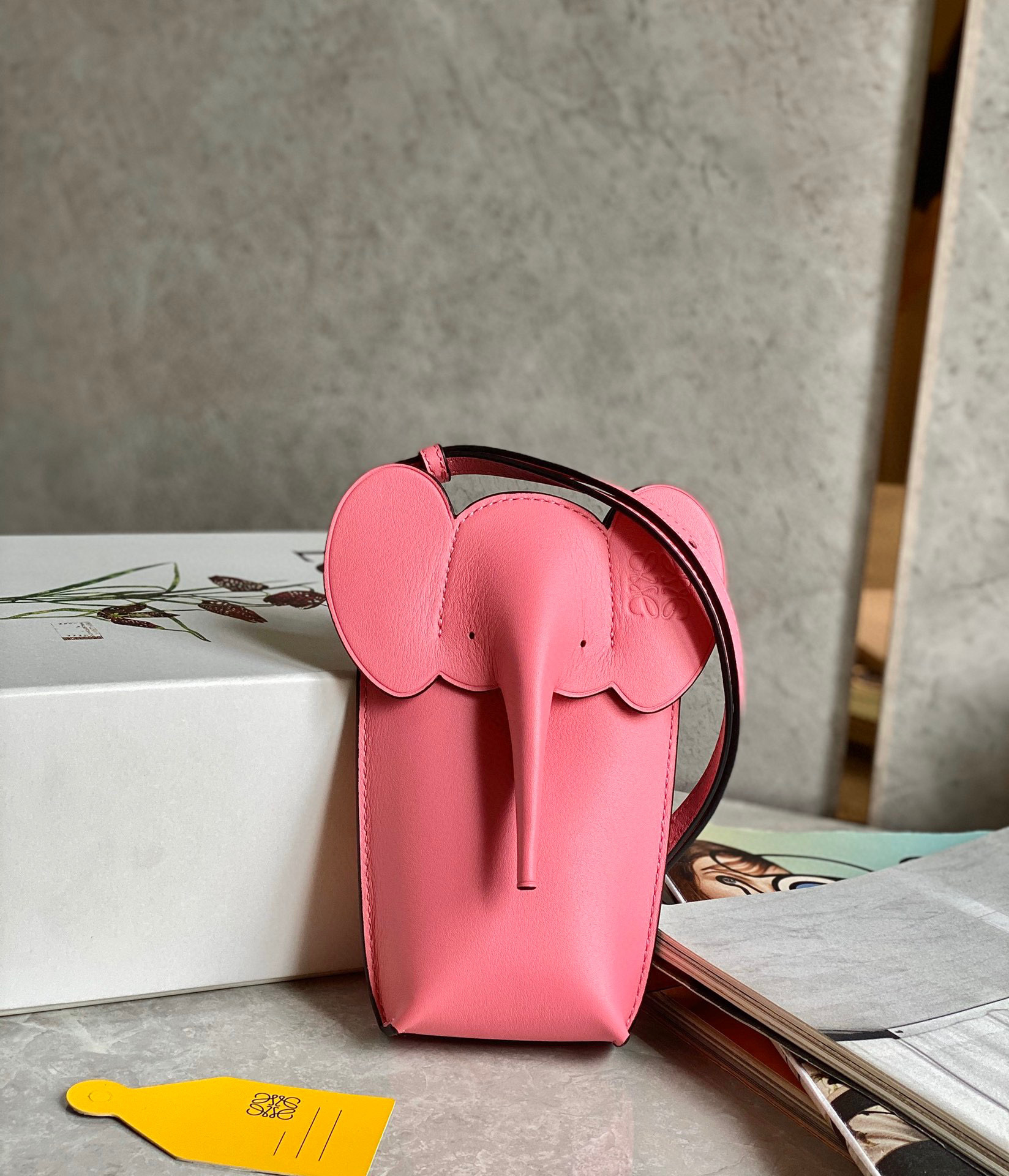 Loewe  Leather Elephant Pocket Crossbody Bag