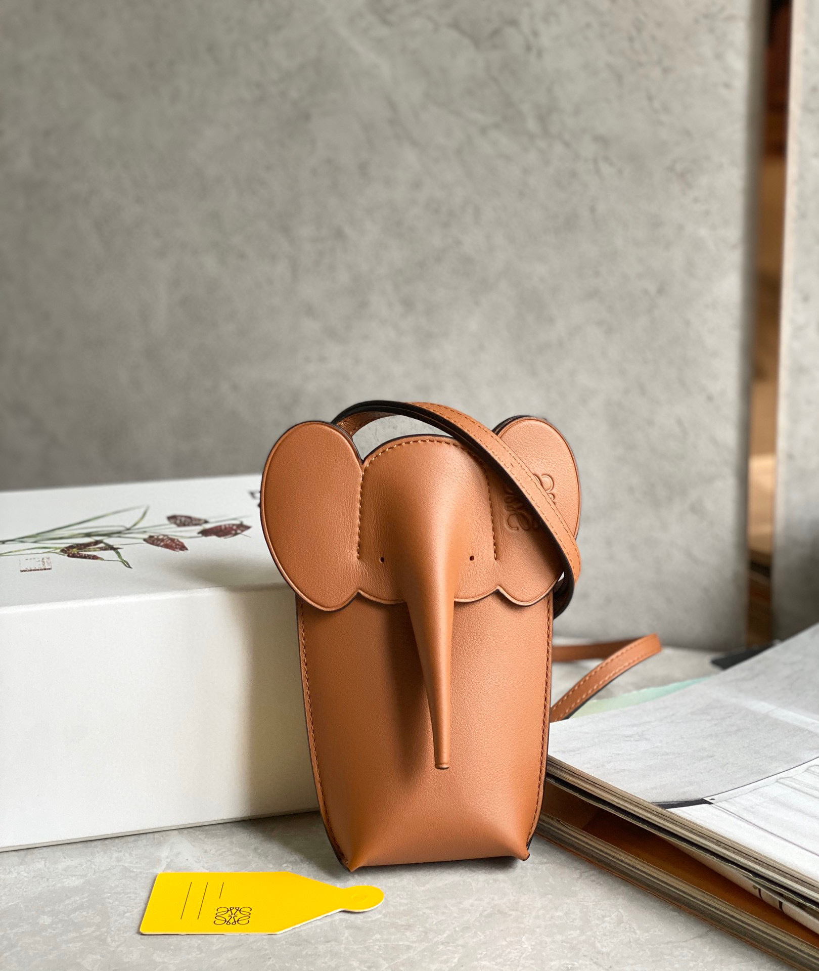 Loewe  Leather Elephant Pocket Crossbody Bag