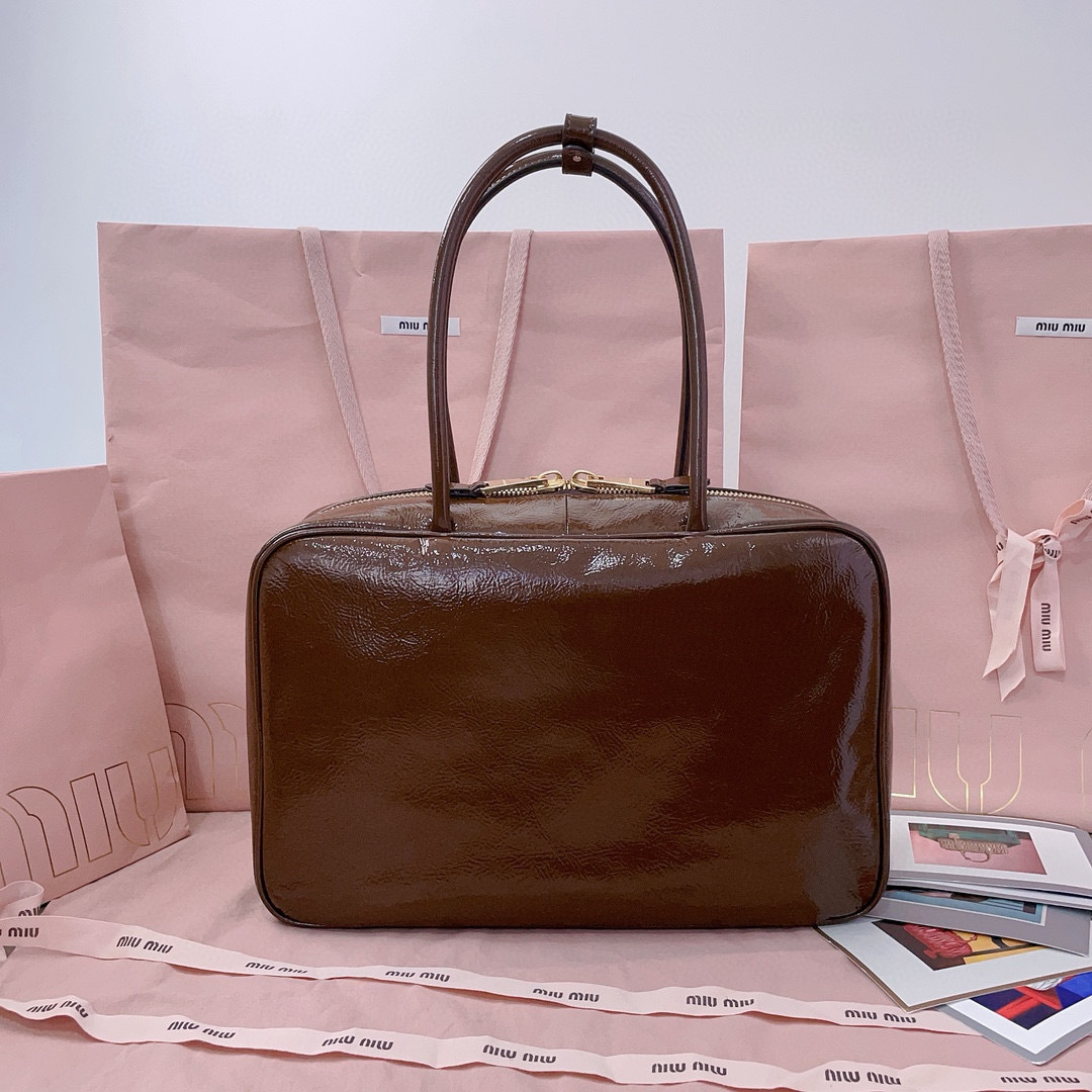 Miu Miu Patent Naplak Leather Ivy Tote Bag