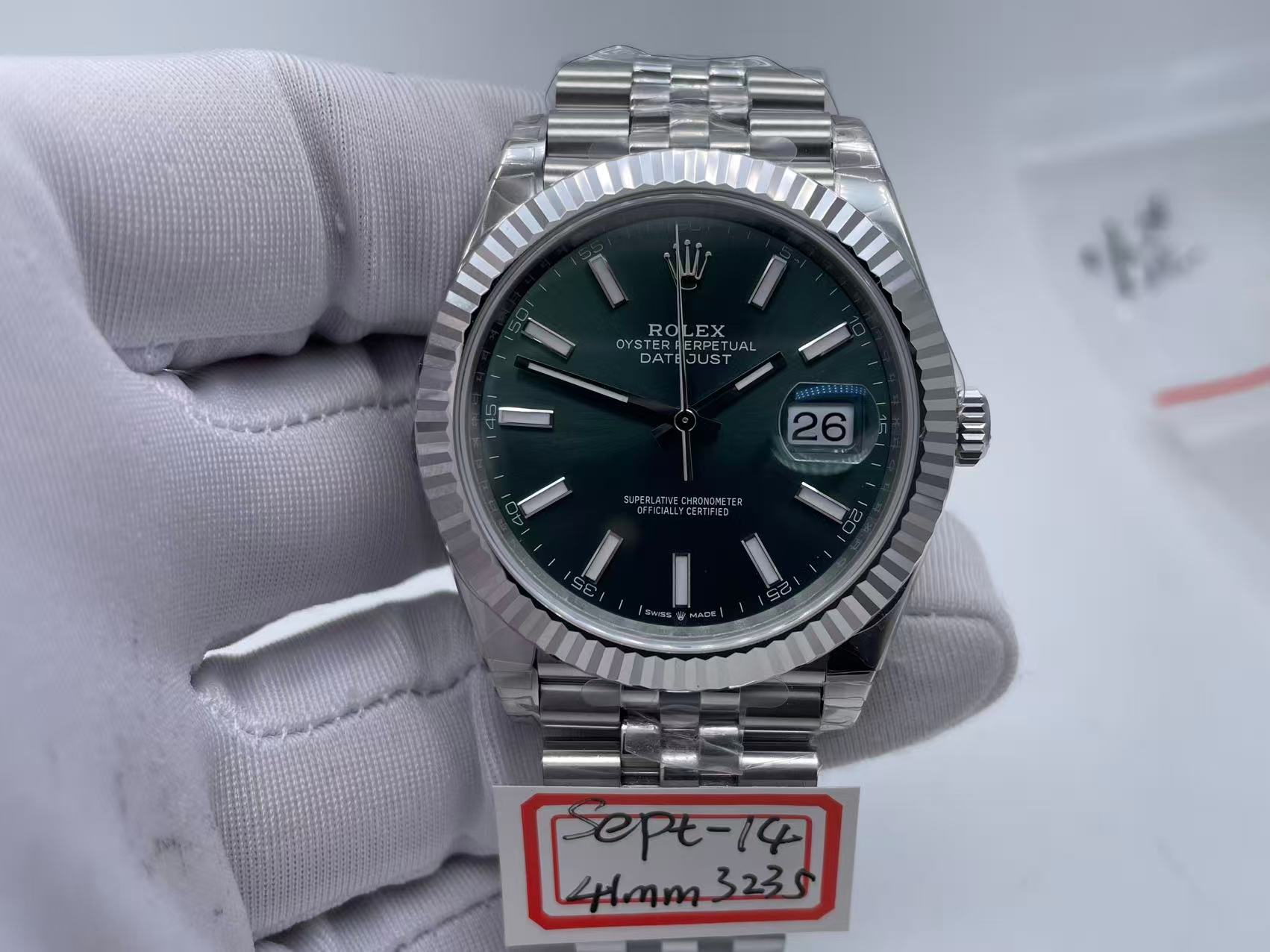 R2DJ0491B - DJ2 41mm Wt Jub Flt 904L SS/SS Grn/Stk VSF V2 VS3235 $518