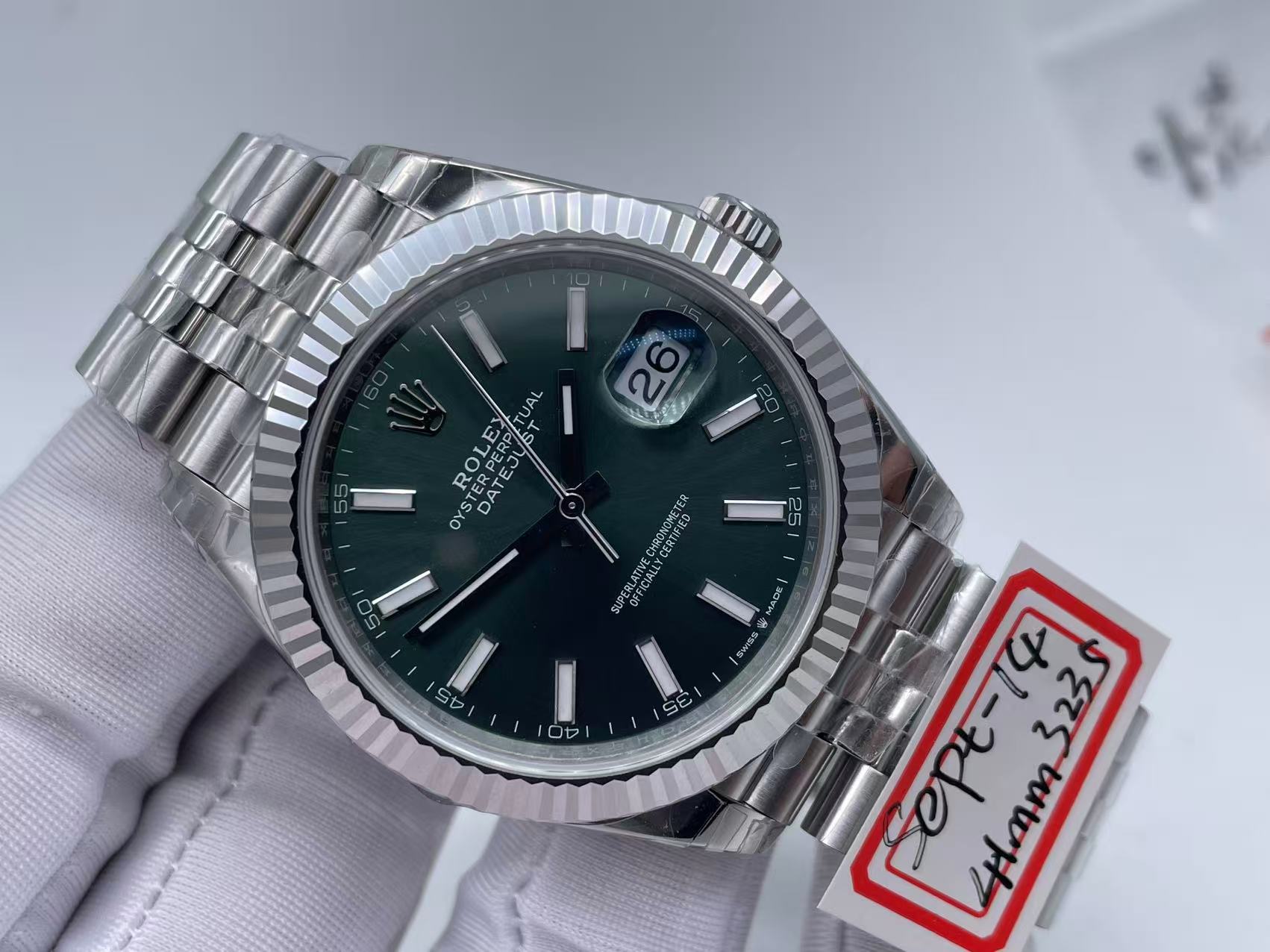 R2DJ0491B - DJ2 41mm Wt Jub Flt 904L SS/SS Grn/Stk VSF V2 VS3235 $518