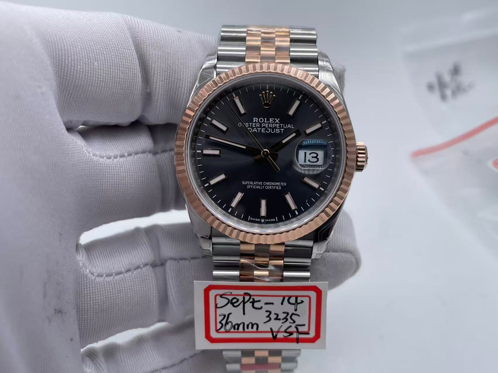 RDJ0454B - DJ 36mm Jub Flt 904L RG/SS P-Grey/Stk VSF VS3235 $508