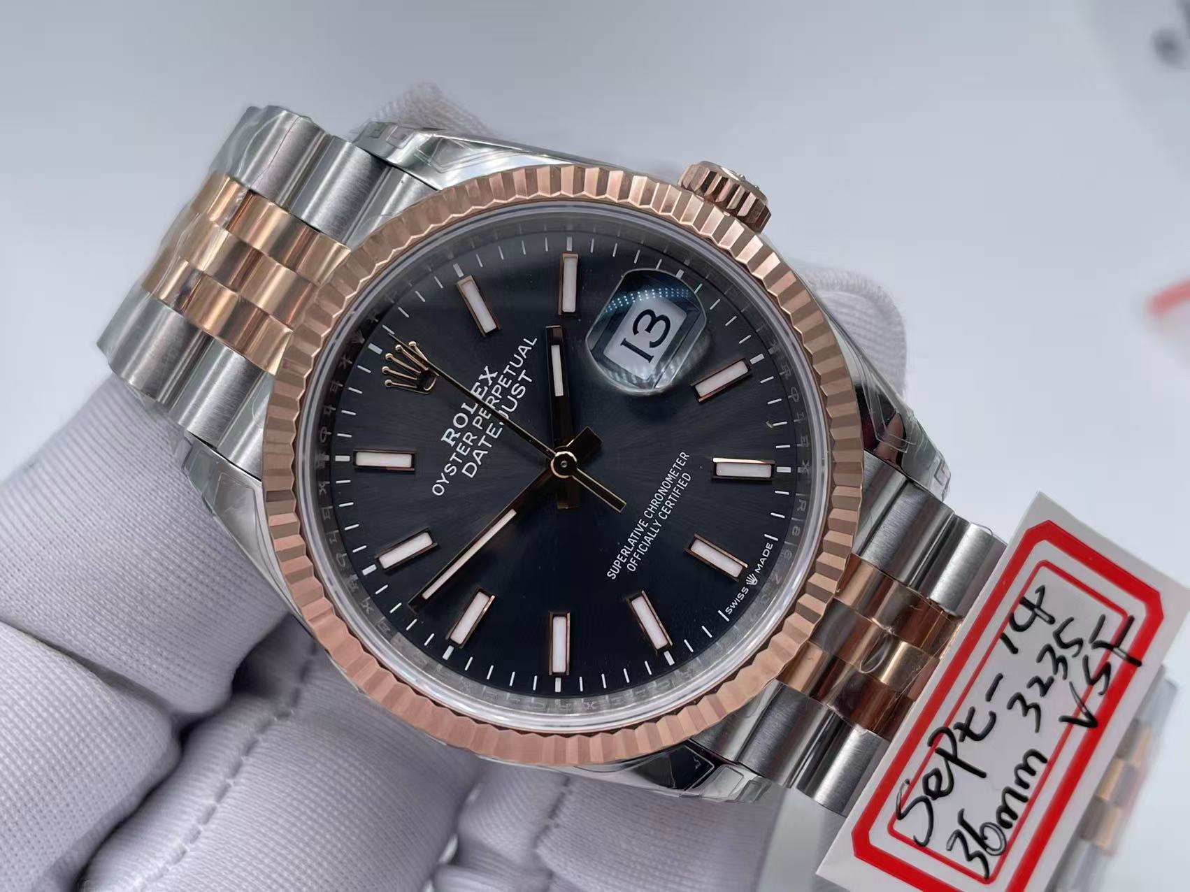RDJ0454B - DJ 36mm Jub Flt 904L RG/SS P-Grey/Stk VSF VS3235 $508