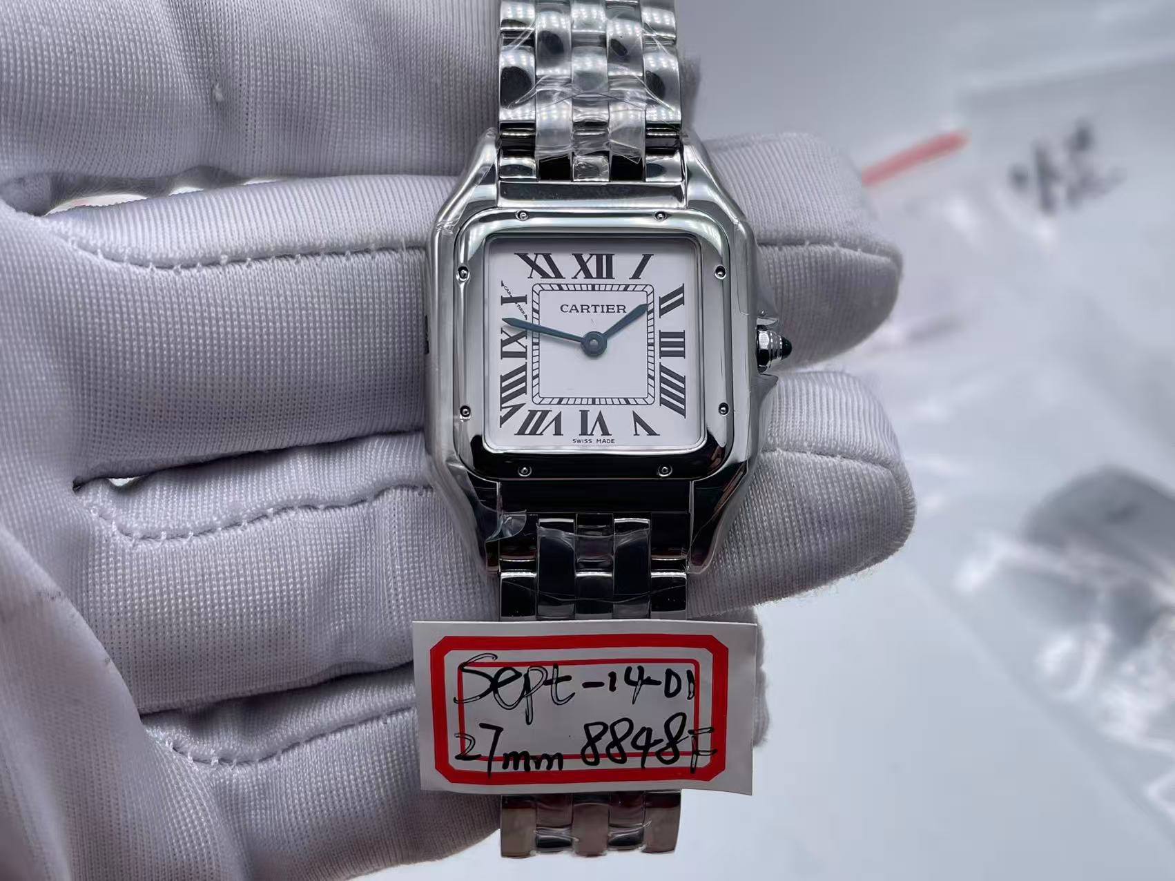 Panthère Secrete Ladies 27mm SS 8848F 1:1 Best Edition White Dial on SS Bracelet Ronda Quartz $228