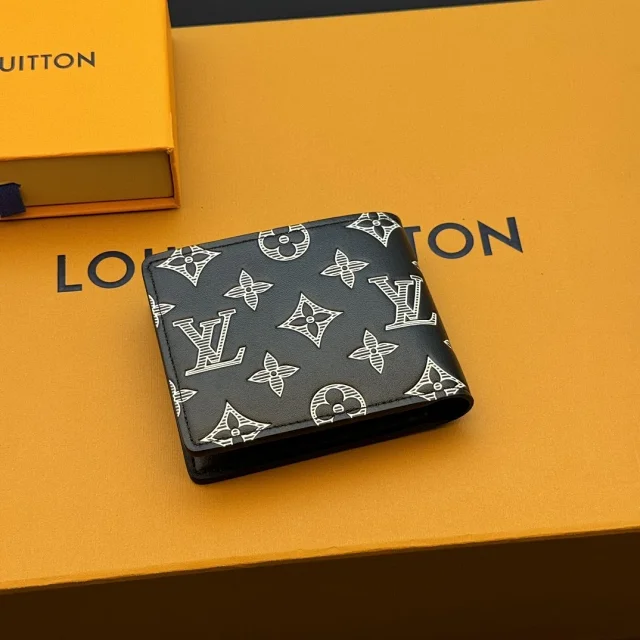 LV M83380 black silk-screen wallet