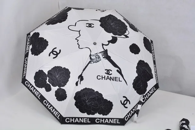 Chanel three-fold automatic folding umbrella with UV protection
