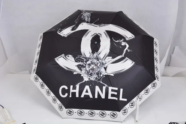 Chanel three-fold automatic folding umbrella with UV protection