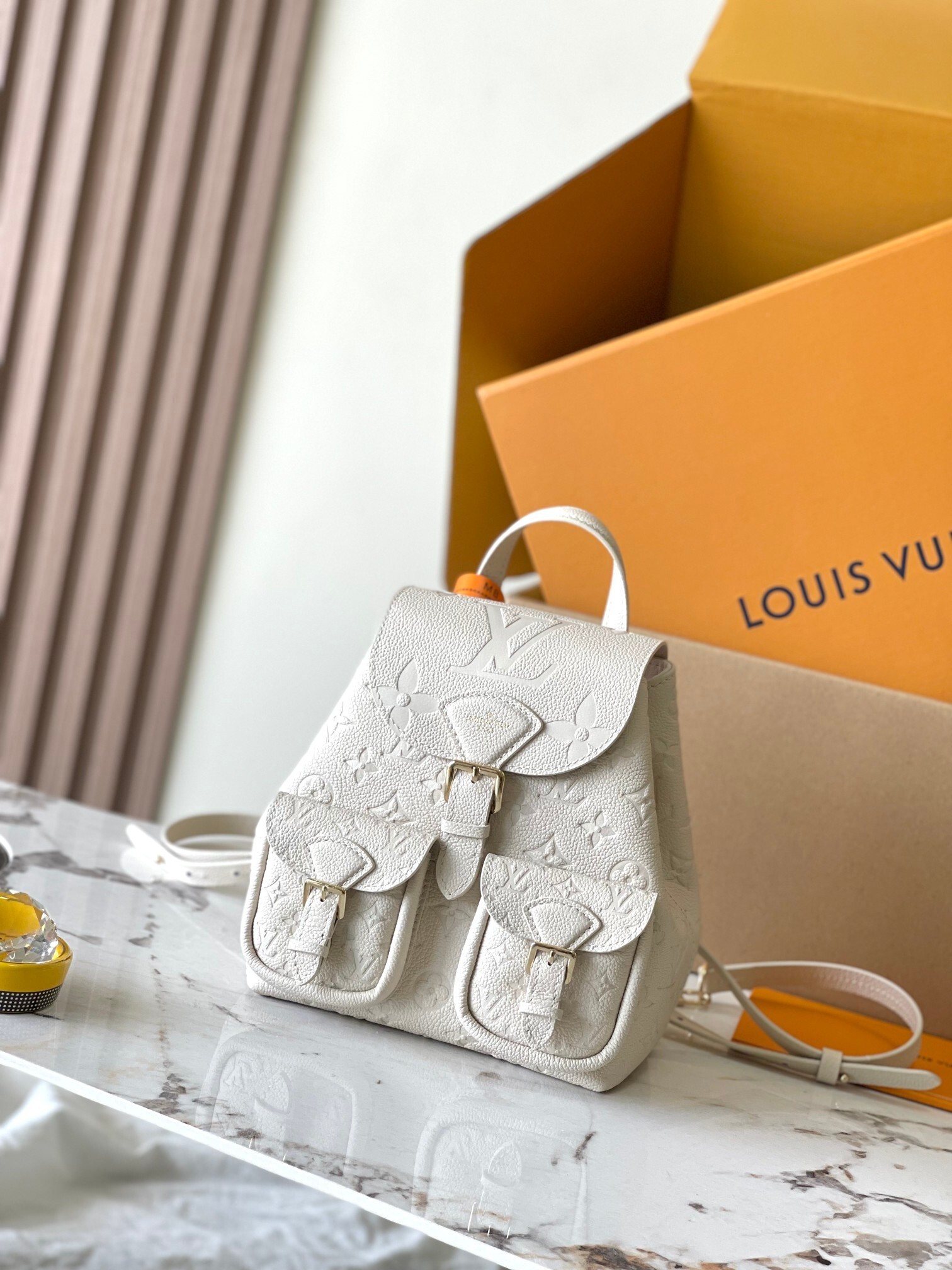 LV monogram-pattern Backpack White