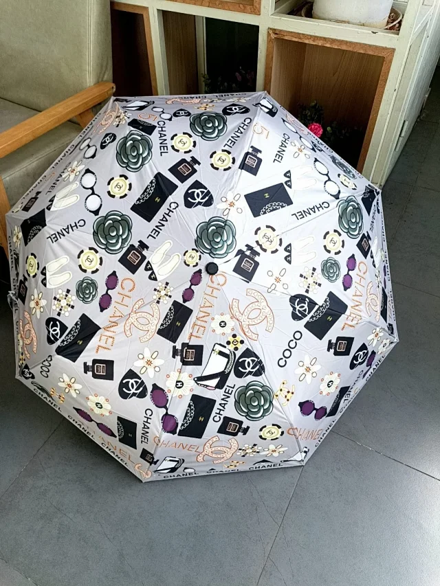 Chanel three-fold automatic folding umbrella with UV protection