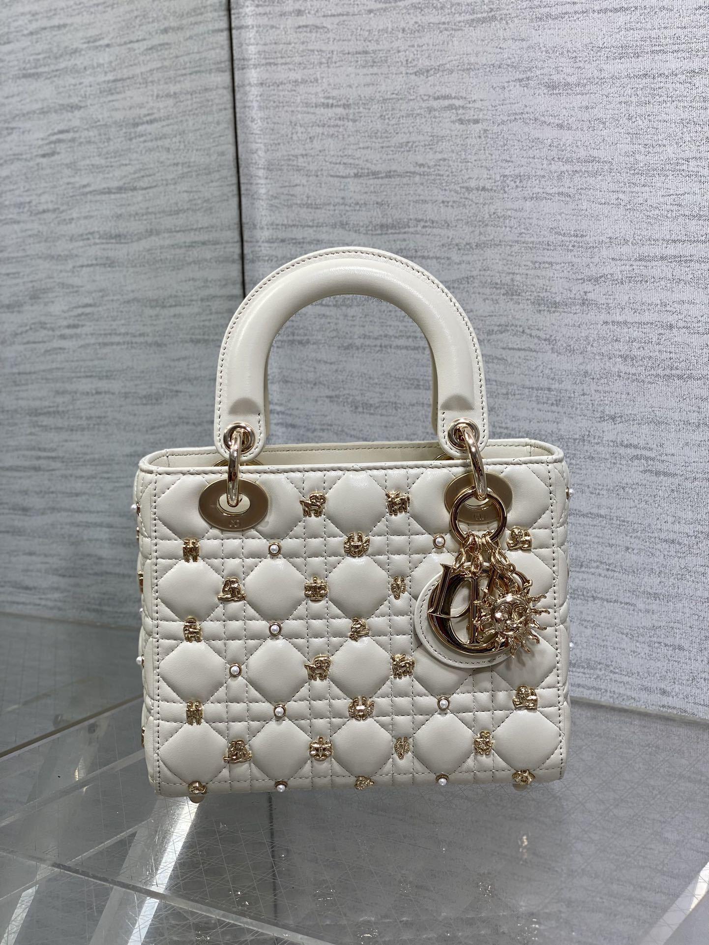 Christian Dior Small Lady D-Joy Bag white