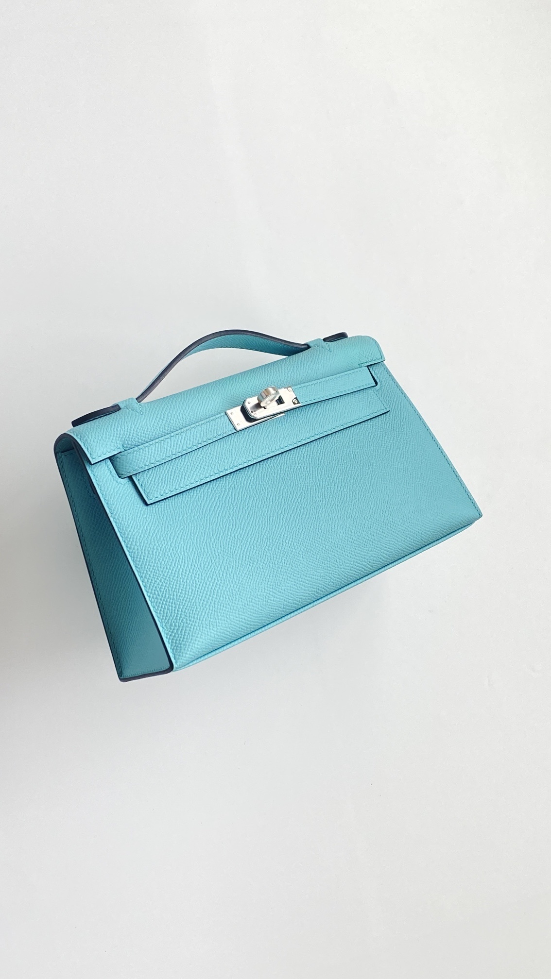 Hermes kelly Leather Bag tiffany blue