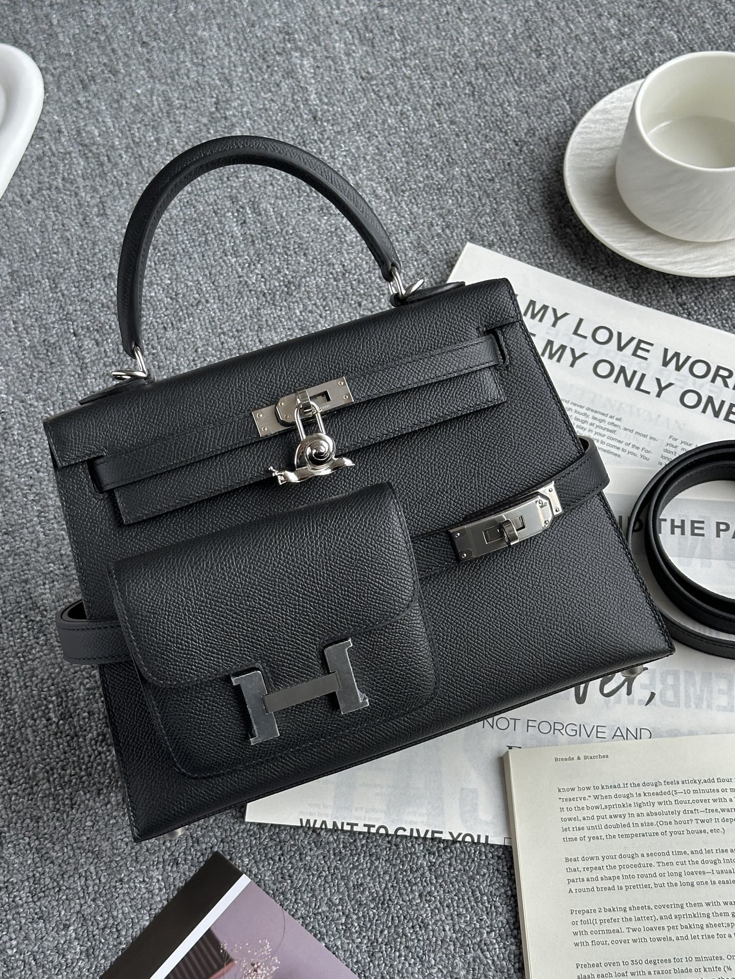 Hermes Kelly 28 Sellier two-way Tote Bag | Black