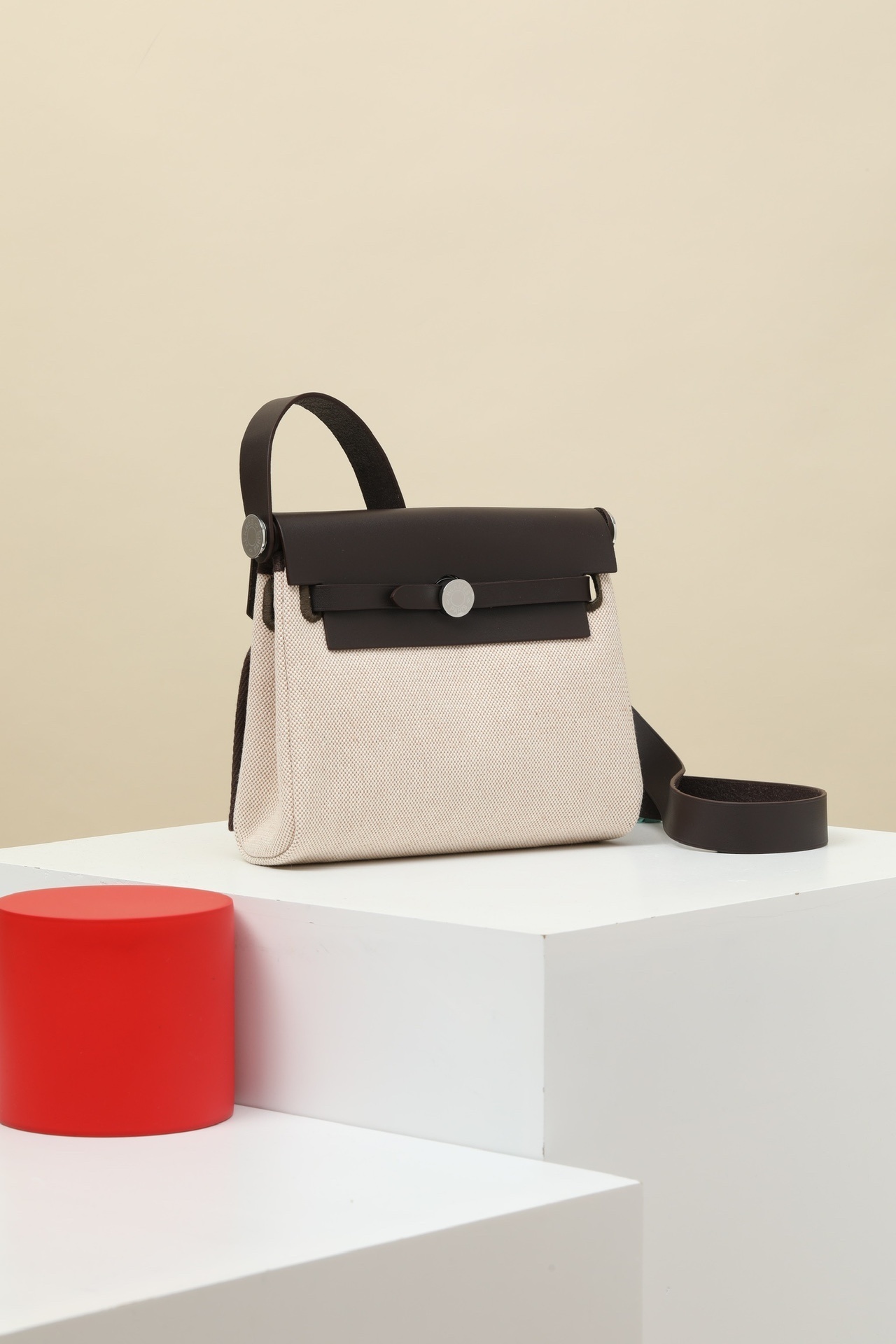 Hermes Herbag Zip 20 bag ecru / beige / ebene - Womens Bag