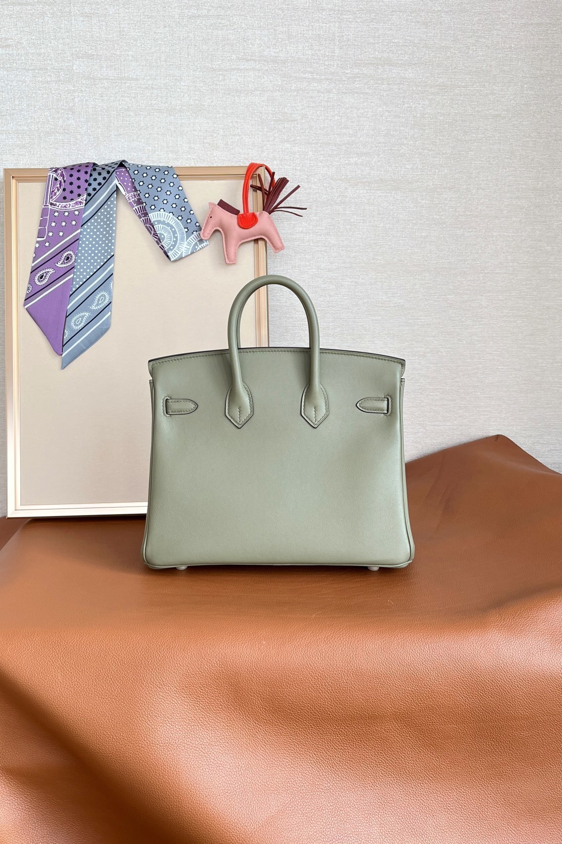Hermes Palladium Hardware Birkin 30 Bag olive green