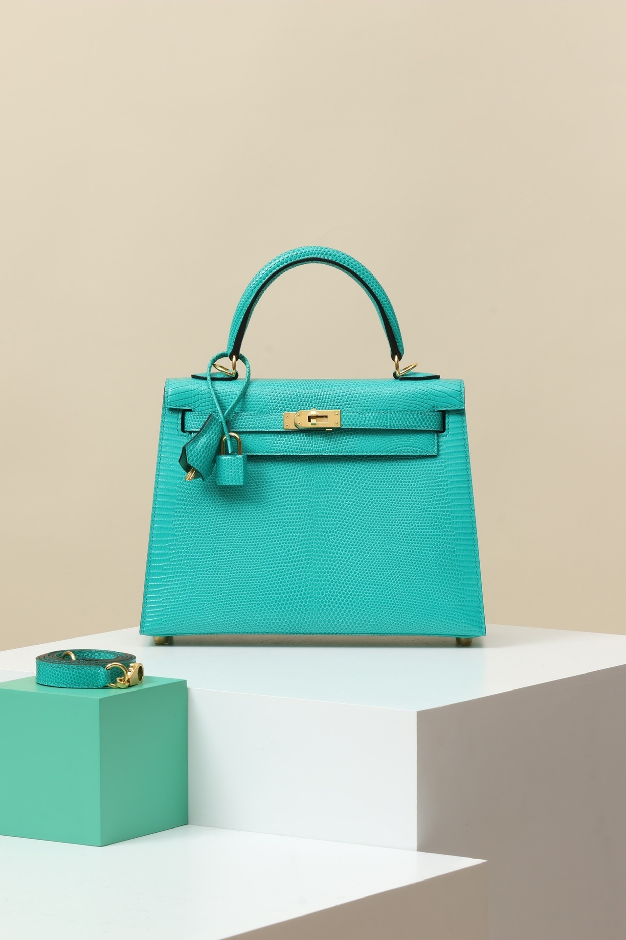 Hermes kelly Vert Verone/Bleu Zanzibar Chevre Leather