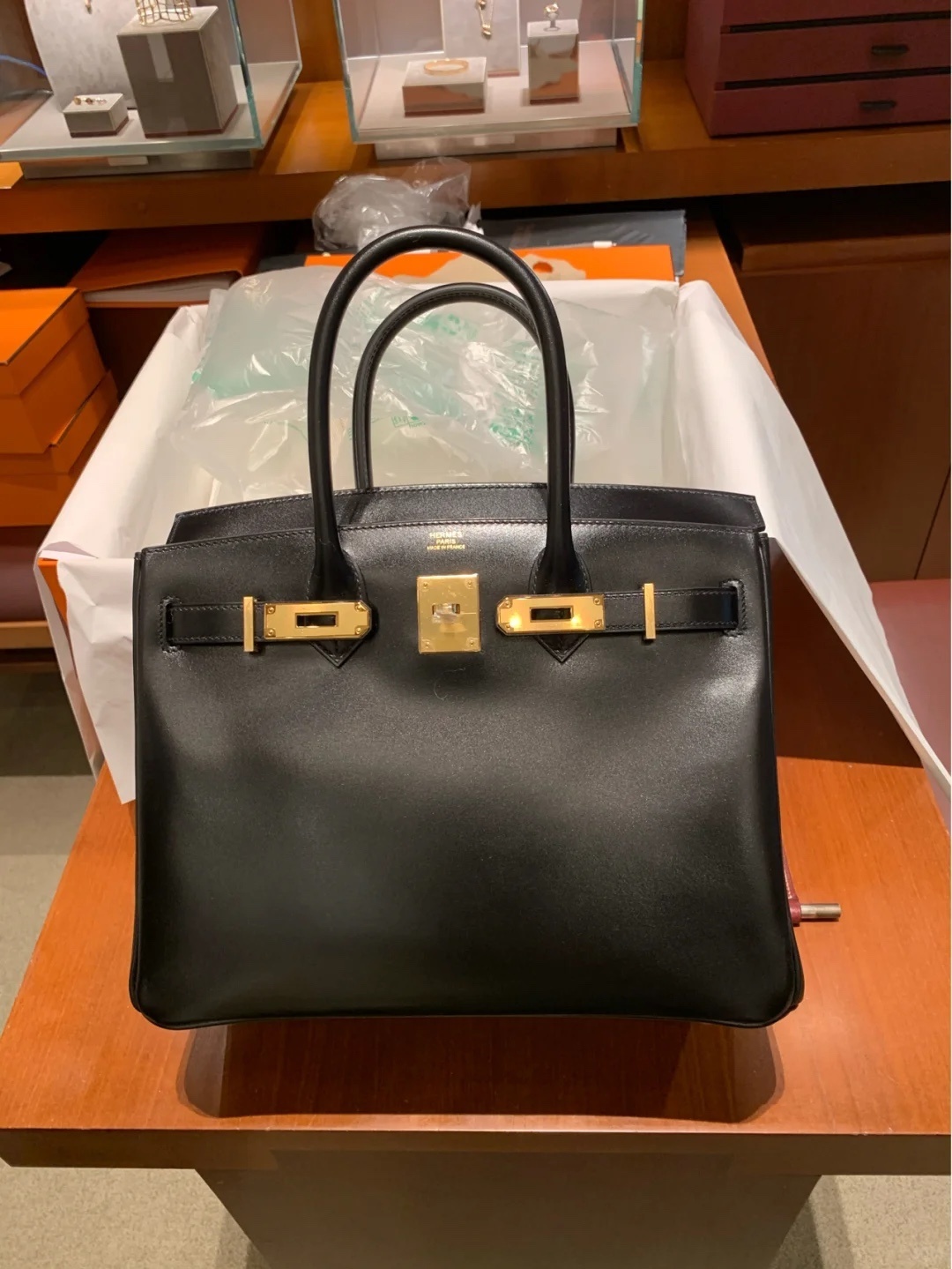 Hermes Birkin 30 leather handbag black