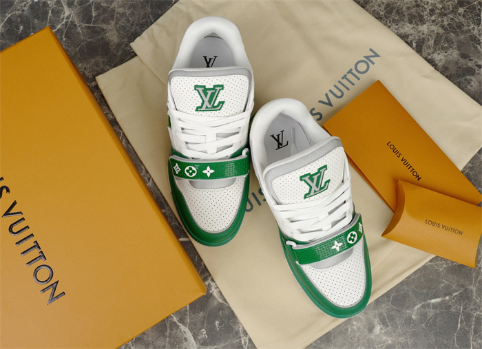 LV Trainer White Green sneaker.