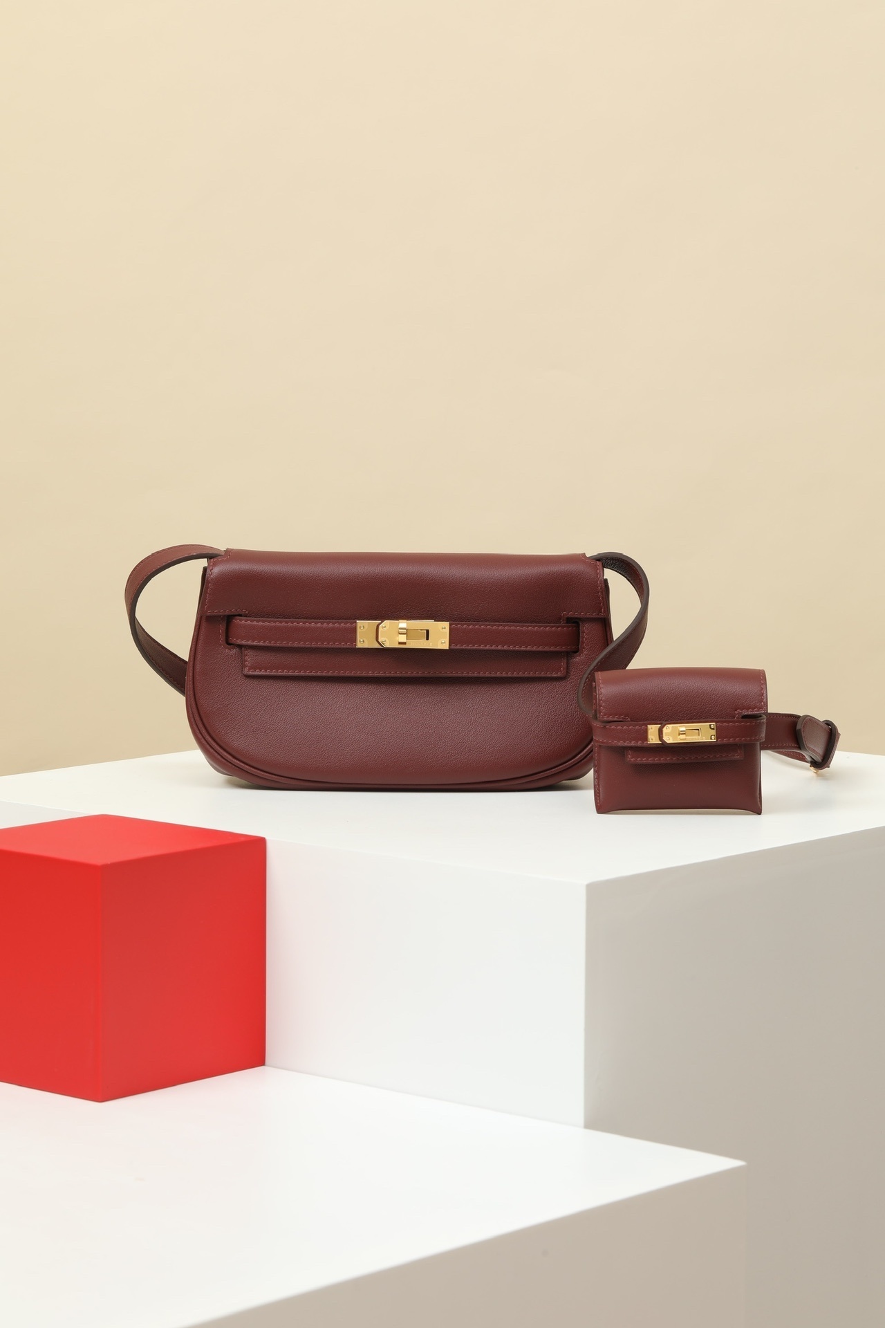 Hermes kelly pochette belt bag Brown