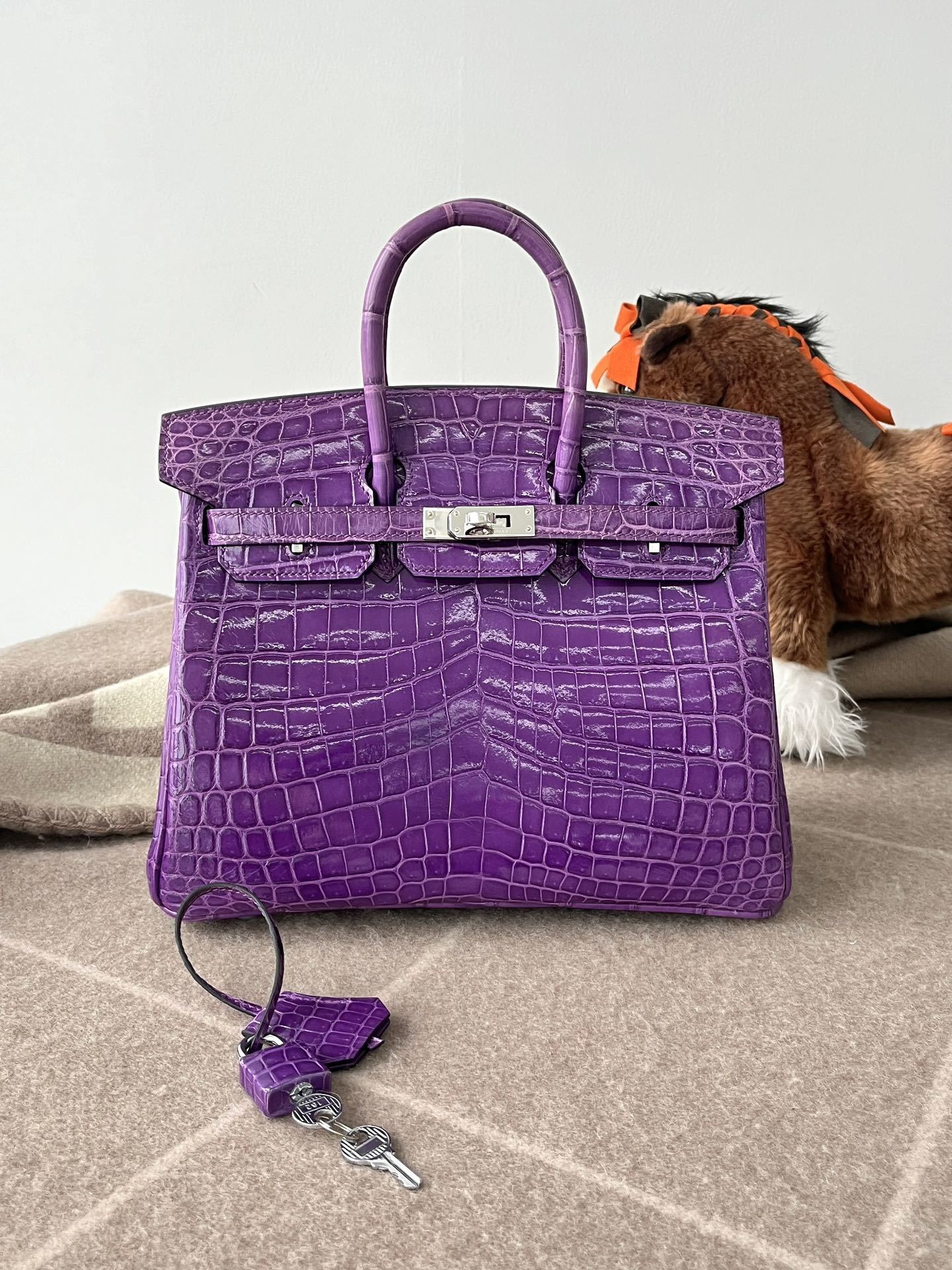 Hermes Birkin croco leather 35 Bag purple
