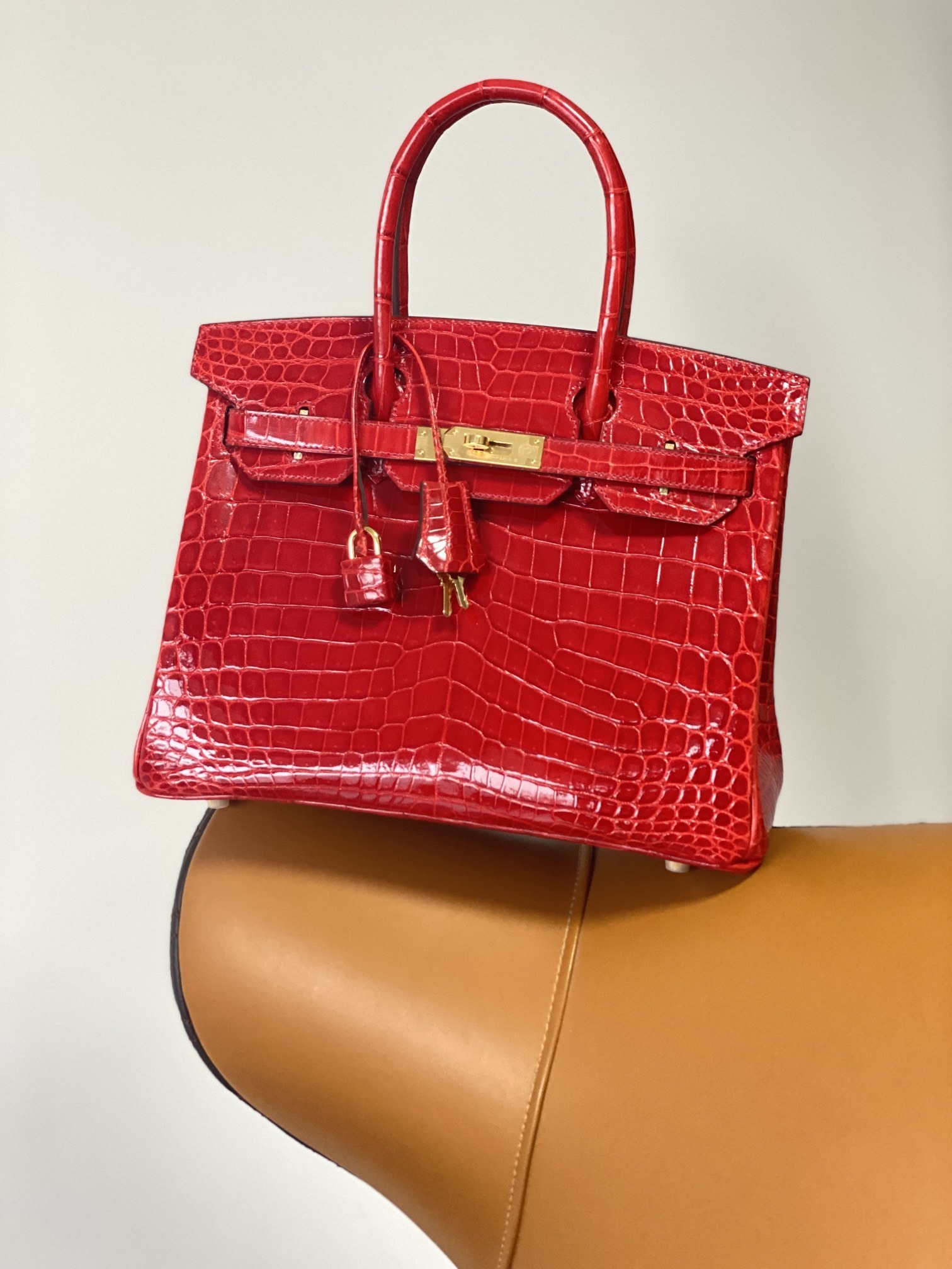 Hermes Birkin croco leather red Handbag