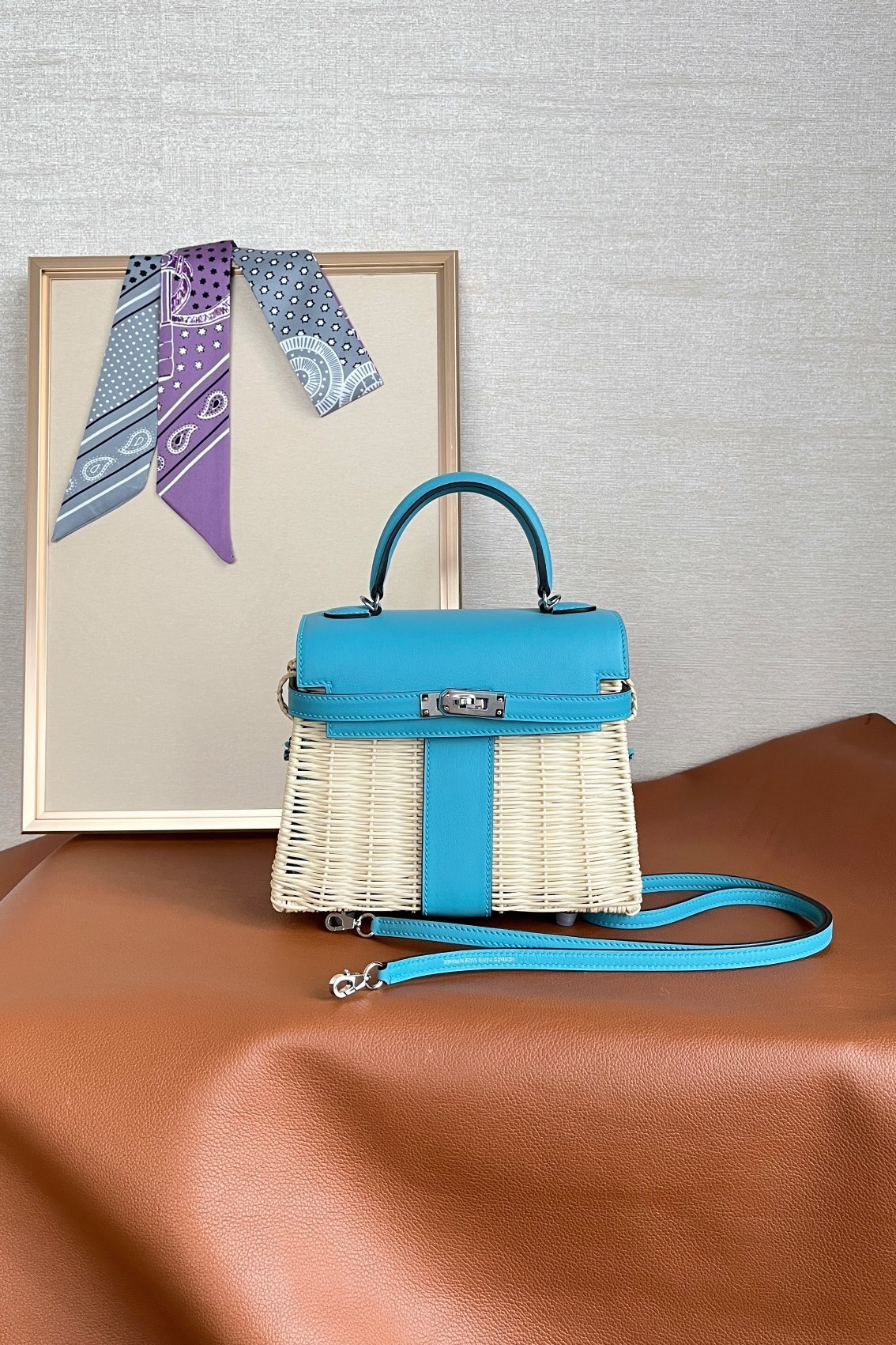 Hermes Picnic Kelly Handbag Blue