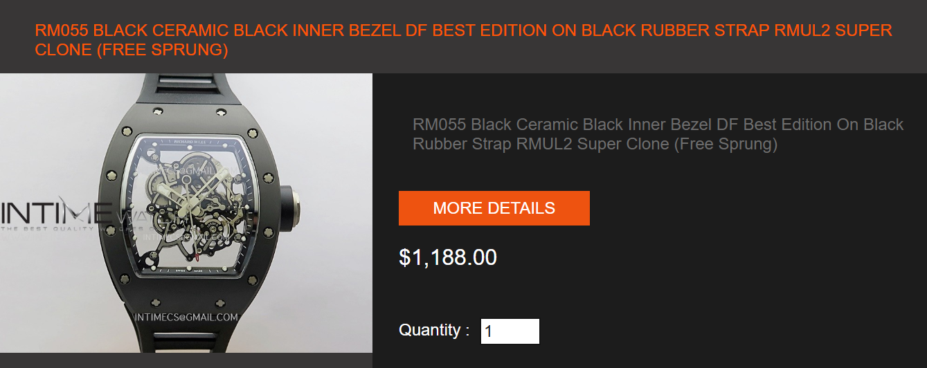 RM055 Black Ceramic Black Inner Bezel DF Best Edition On Black Rubber Strap RMUL2 Super Clone (Free Sprung) $1188