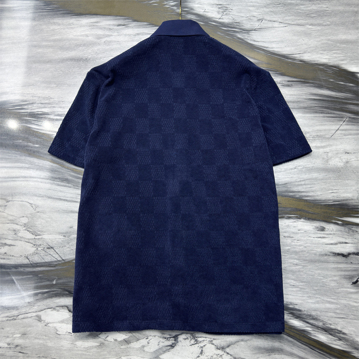 LV Printed silk twill bowling shirt blue